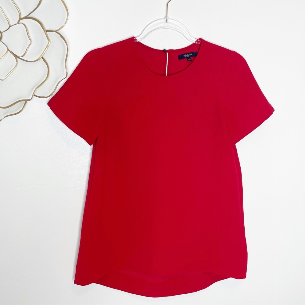 Madewell textured blouse in a vibrant red